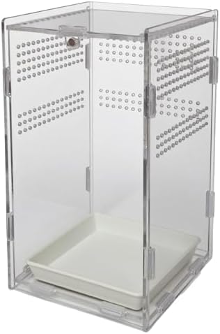 Acrylic Jumping Spider Enclosure,Reptile Enclosure,Bug Habitat, for Small Tree Dwelling Reptiles,Arboreal Tarantula Enclosure, Spider Terrarium Kit,Plastic Terrarium(4.7" X 4.7" X 8")