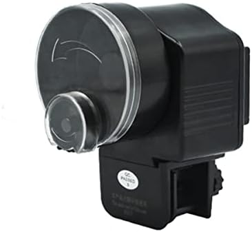 Automatic Fish Feeder for Aquarium, Small Auto Fish Feeder Dispenser for Mini Tank and Pond, Suitable for Flakes and Pellets, Battery Operated, Battery NOT Included - Black