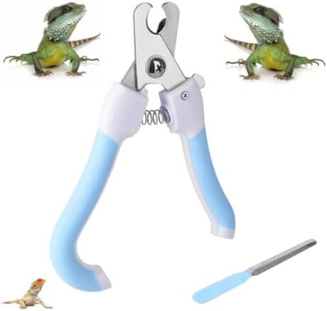 Bearded Dragon Dog Cat Rabbit Bird Nail Clippers Kit - Stainless Steel Safety Pet Nail Trimmer with Non-Slip Grip Includes Nail Clipper and Emery Board (Blue)