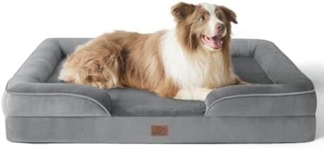Bedsure L Plus Orthopedic Dog Bed for Large Dogs - Washable Dog Cat Bed Waterproof, L Plus Big Comfort Dogs Couch Sofa with Washable Removable Cover, Pet Bed with Nonskid Bottom, Grey, 38"