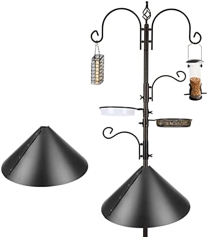 Bird Feeder Pole with Squirrel Baffle - Deluxe Feeder Station Kit Includes Suet Cage, Wild Bird Feeders & Planter Hanger for Garden, Yard