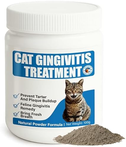 Cat Gingivitis Treatment – Natural Tartar & Bad Breath Support with Probiotics – Easy to Use Oral Care for Teeth, Cat Gums & Gut Dental Powder