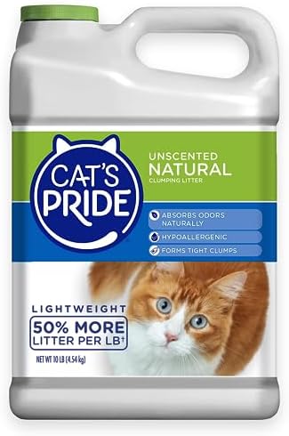 Cat's Pride Lightweight Clumping Litter: Natural - Powerful Odor Control - Unscented, 10 Pounds
