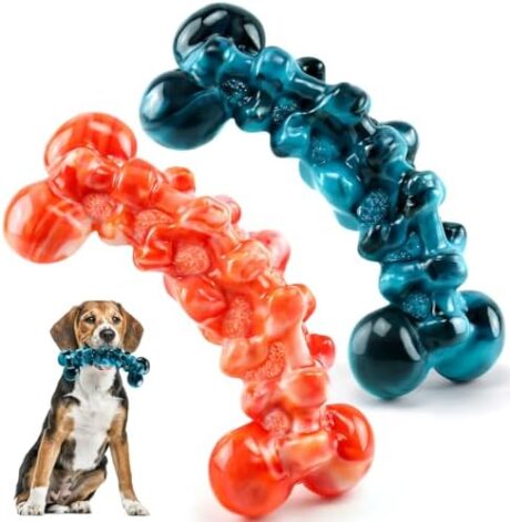 Dog Chew Toys for Aggressive Chewers - 2 Pack Indestructible Teeth Cleaning Chew Toys to Keep Them Busy for Medium & Large Dogs