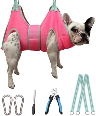 Dog Grooming Hammock, Medium Hanging Harness Holder Hanger for Nail Clipping,Nail Trimming Hammock,Dog Sling Restraint with Thick Fabric Neck Support for Claw Care