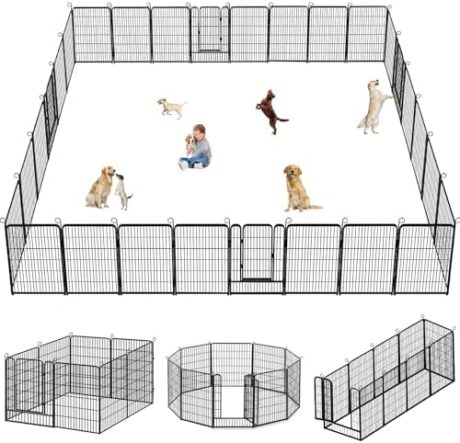 Dog Playpen, 40 inch Height 38 Panels Heavy Duty Dog Fence Pet Playpen with Door, Anti-Rust Dog Exercise Pen with Lock, Portable Pet Fence Outdoor for Yard RV Camping