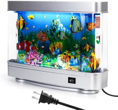 Fake Fish Tank Baby Aquarium - Artificial Fish Lamp with Moving Tropical Fish - LED Sensory Aquarium Light for Bedroom, Office, Kids, and Cat Lovers - Relaxing Night Light & Stress Reliever