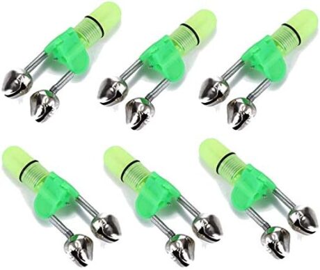Fishing Bell and Night Light Kit, 20 Pcs Fish Bite Bait Alarm Bell with LED Light for Night Fishing