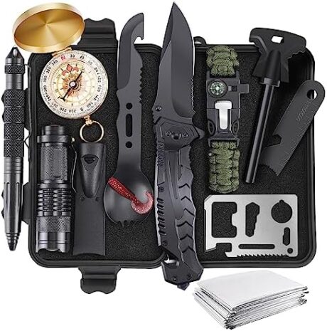 Gifts for Christmas Survival Kits for Men Dad Husband Him, 13 in 1 Survival Gear and Equipment Tactical Tools for Camping Hiking Hunting Outdoor Adventure, Cool Birthday Idea