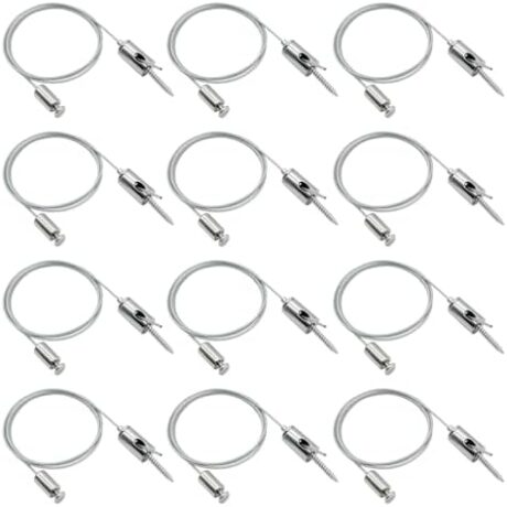 HAMRVL 12-Pack Hexagon Garage Lights Suspension Cables Kit - 3.28ft/1M Hexagon LED Lights Adjustable Steel Hanging Chain, Light Suspension Kit for Hexagon Lights,LED Panel Aquarium Lights, Load 6.6 lb