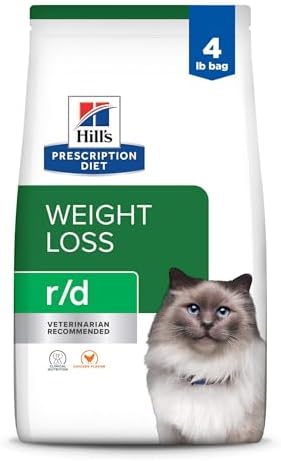 Hill's Prescription Diet r/d Weight Reduction Chicken Flavor Dry Cat Food, Veterinary Diet, 4 lb. Bag