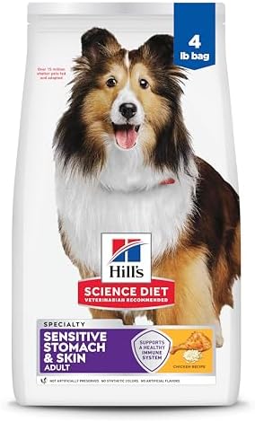 Hill's Science Diet Sensitive Stomach & Skin, Adult 1-6, Stomach & Skin Sensitivity Support, Dry Dog Food, Chicken Recipe, 4 lb Bag