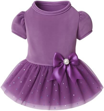 MYDOGGIE Luxury Velvet Dress for Small Dogs & Puppies (Toy Breeds) | Elegant Princess Outfit with Glitter Tulle & Satin Bow | Perfect for Chihuahua, Yorkie & Teacup Sizes | Premium Gift Box Included