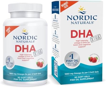 Nordic Naturals DHA Xtra, Strawberry - 90 Soft Gels - 1660 mg Omega-3 - High-Intensity DHA Formula for Brain & Nervous System Support - Non-GMO - 45 Servings