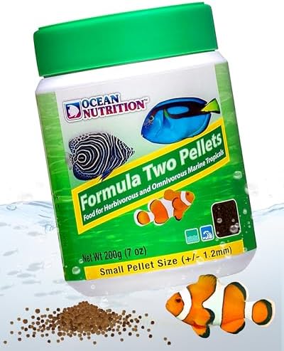 Ocean Nutrition Formula Two Pellets - Fish Food for Herbivorous & Omnivorous Marine Tropical Fish, High Protein(40%) - 7 oz (200 g) Small Pellets