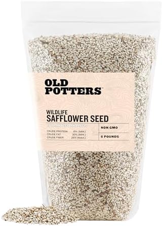 Old Potters Wildlife Safflower Seed for Wildlife Bird Feeding, Non-GMO and USA Small Farm Grown, 6 lbs