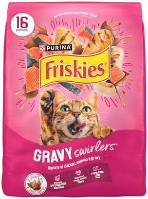 Purina Friskies Gravy Swirlers with Flavors of Chicken, Salmon and Gravy Dry Cat Food - 16 Lb. Bag
