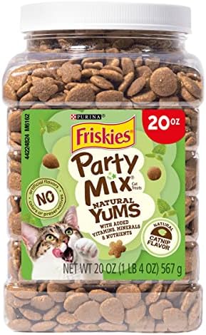 Purina Friskies Made in USA Facilities, Natural Cat Treats, Party Mix Natural Yums Catnip Flavor - 20 Ounce (Pack of 1)