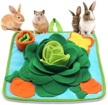 Rabbit Foraging Mat Snuffle Mat for Small Animals Bunny Puzzle Toys Pets Interactive Feeding Mat for Guinea Pigs Hedgehog Chinchilla Puppies (Green)