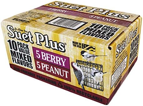 ST. ALBANS BAY SUET PLUS Suet Cake Variety Packs | 11 oz. Wild Bird Suet Cakes | (Peanut and Berry, 10 Pack)