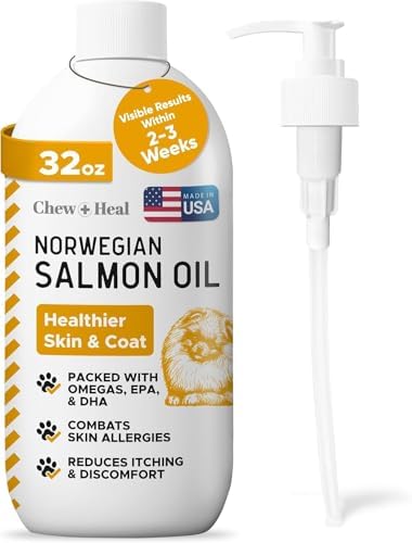 Salmon Oil for Dogs and Cats, 32 oz - Omega-Rich Supplement for Healthy Skin & Coat, Joint & Immune Support - All-Natural Fish Oil Liquid - Premium Pet Care, Made in USA