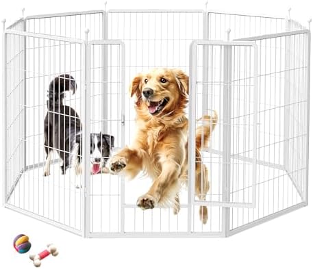 Simple Deluxe 40 Inch 8 Panel Dog Playpen, Ideal Indoor and Outdoor Dog Fence for Small/Medium/Large Dogs, Camping, Yard, RV, Garden Fence, White
