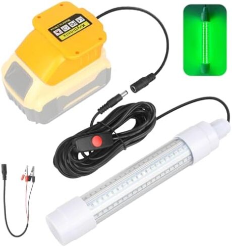 Underwater Green Fishing Light Compatible with Dewalt 20V Battery,Fishing Lights LED Underwater for Crappie and Squid Attracting,13W,1512 lumens,Green Dock Light(No Battery)