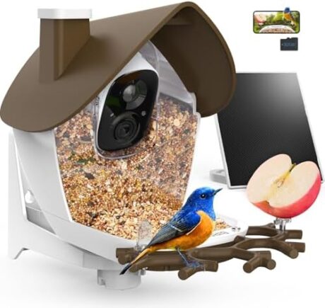 birdsnap® P33 - Smart Bird Feeder with Camera Solar Powered, 2K Video Bird Camera Feeder Live with 32GB Card, AI Identify Feather Species, Auto Record in Backyard, Ideal Gift for Birds Lover