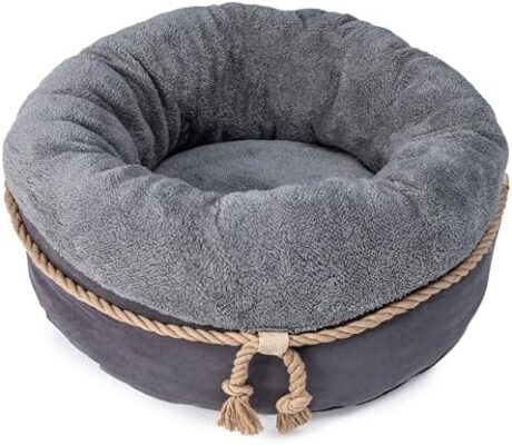 pesen Cat Bed & Small Dog Bed with Supportive Walls, Thick Bottom, Calming Donut Shape, Soft Durable Fabric, 20x20x10 Cat Beds for Indoor Cats