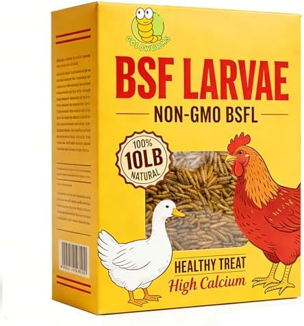 10LB Dried Black Solider Fly Larvae, BSFL is High Protein Chicken Feed with 85x More Calcium Than Dried Mealworms, Poultry Treats, Chickens Love, Birds Love, Hens Love, Ducks Love