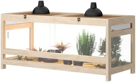 80 Gallon Large Reptile Tank – 4x2x2 Enclosure with Mesh Top, Acrylic Panels & Wood Frame – Bearded Dragon Cage, Snake Enclosure, Reptile Habitat for Lizard, Gecko