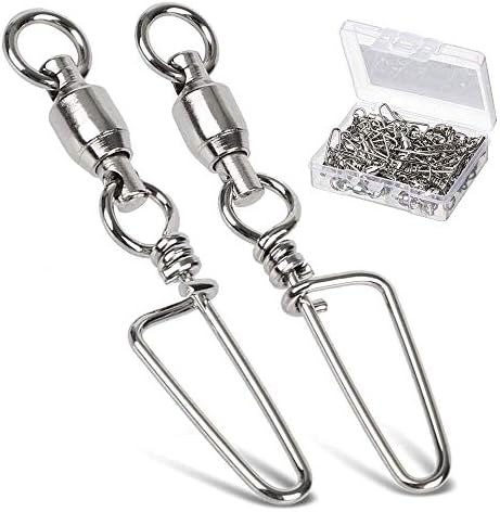 AMYSPORTS High Strength Fishing Snap Swivels - Stainless Steel Ball Bearing Swivels - Saltwater & Freshwater Fishing