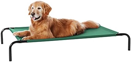 Amazon Basics Cooling Breathable Elevated Dog Bed with Metal Frame for Large Dogs, 51" x 31" x 8", Green, Easy to Assemble
