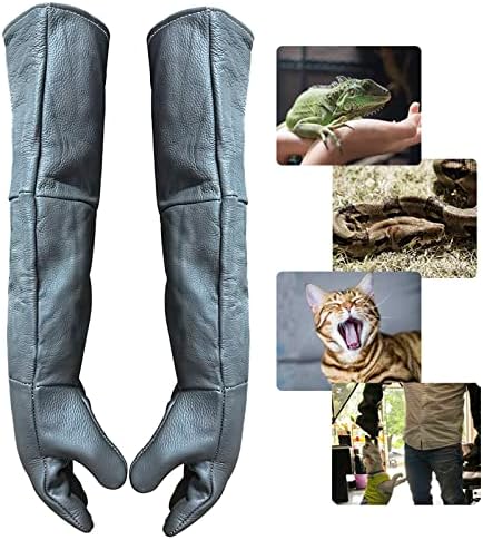 Animal Handling Gloves Bite Proof, 60cm/ 23.6In Bite Resistant Glove for Grooming, Gardening, Handling Cat/Dog/Bird/Snake/Lizard/Falcon/Reptile, Anti-Bite Protection Gloves (Brown)