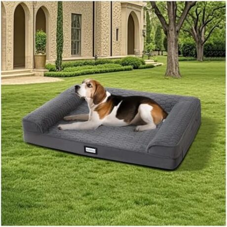 BALANCE Orthopedic Dog Bed for Large Dogs, Comfortable Dog Sofa Beds with Removable Washable Cover & Waterproof Lining, Egg Crate Foam Dogs Couch for Pet Sleeping, Grey