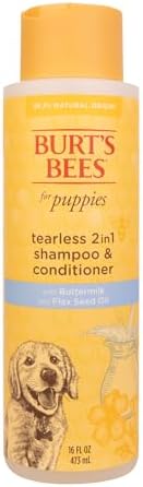 Burt’s Bees for Pets Tear Free Puppy Shampoo & Conditioner with Buttermilk, 2 in 1 Gentle Dog Shampoo for Puppies, Cleans and Conditions Sensitive Skin, 16 Fl Oz