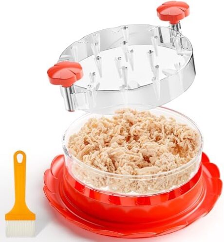Chicken Shredder Large Chicken Breast Shredder Tool Twist with Brush&Hook,Visible Meat Shredder with Ergonomic Handle, Strong Anti-Slip Strip,Easy Cleaning, Suitable for Pork Beef Chicken