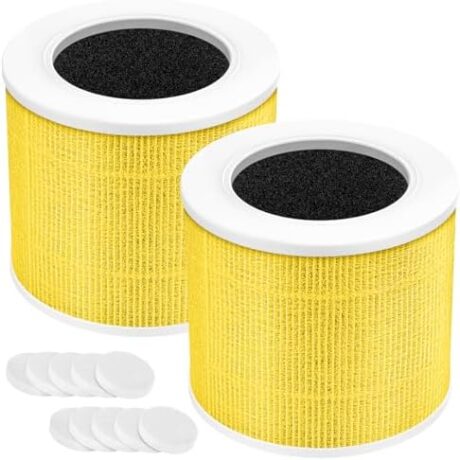Core Mini Pet Care Replacement Filter, Compatible with LEVOIT Core Mini Air Purifier, Core Mini-P, 3-in-1 Core Mini-RF Filter Replacement, 2 Filter & 10 Fragrance Sponge, Yellow
