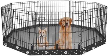 Dog Playpen Bottom Pad Fits for 24 Inch 8 Panels Regular Octagon Metal Exercise Pet Playpen, Dog Crate Pad Puppy Playpen Pad. (Note: Playpen Not Included) -Black