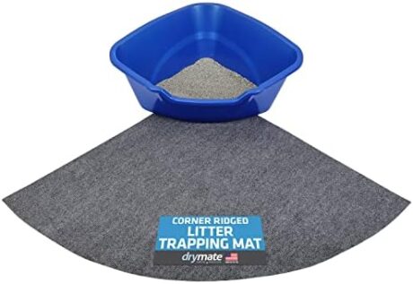 Drymate Corner Cat Litter Trapping Mat (Ridged Design), Traps Mess from Box, Protects Floors, Urine-Proof, Machine Washable, Soft on Kitty Paws, Absorbent, Waterproof (USA Made, Recycled Content)