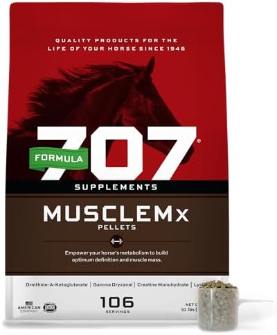 Formula 707 MuscleMx Equine Supplement, 10 lb Bag – Conditioning Support and Muscle Builder for Horses with Lysine, Gamma Oryzanol, Creatine & OKG