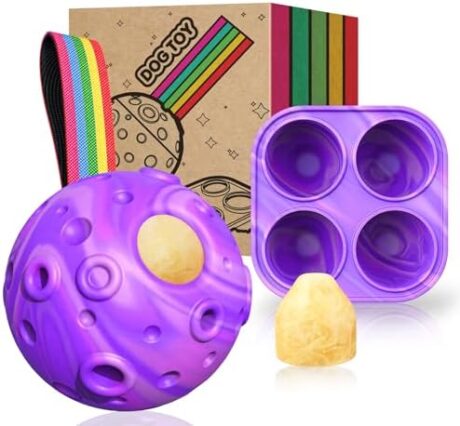 Frozen Dog Toys to Keep Dogs Busy, Reduces Anxiety, Easy to Clean Topple Dog Toys Puzzle Toy Enrichment Toy with Frozen Dog Treat Molds & Rope Knot