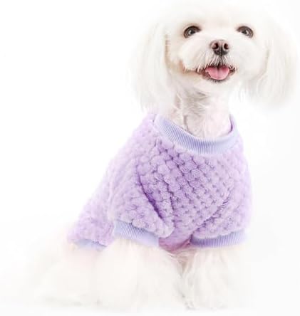 Fuzzy Pineapple Grid Dog Sweater - Ultra Soft & Warm Winter Pet Apparel, Fluffy Textured Knit for Small, Medium Dogs and Cats, Cozy Pullover Dog Coat for Cold Weather.Purple M