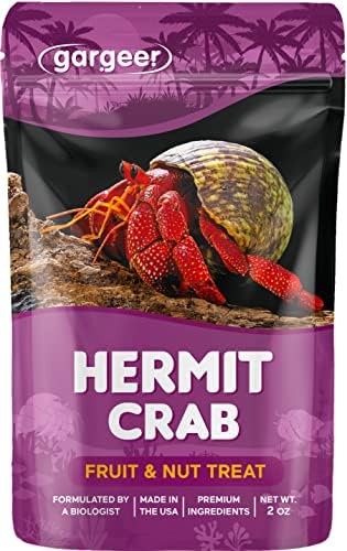 Hermit Crab Fruit and Nuts Treat. Non-GMO Yummy Premium Ingredients, to Meet All Nutritional Needs. 2oz Granular Textured ‘Surprise Your Crab’ Meal. Enjoy!