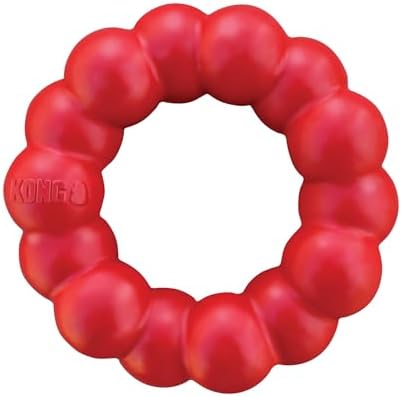 KONG Ring - Natural Rubber Ring Toy for Healthy Chewing Habits - Chew Toy Supports Dog Dental Health - Dog Toy Supports Instincts During Playtime - for Medium/Large Dogs