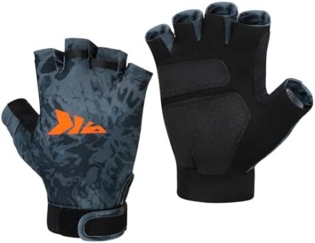 KastKing Gill Raker Gloves, UPF 50 FrostWeave Yarn Cooling Fabric, Non-Slip Grip, Quick-Dry, Short Cuff Comfort, Reflective Logo, Fishing, Hiking, Outdoors