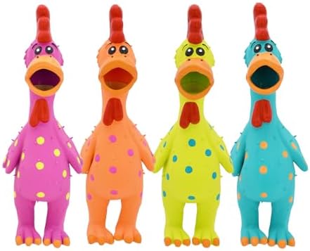 Multipet Polka Dot Globken Chicken Latex Dog Toy - Squeaky Toy for All Dogs - Easy-to-Clean Squeaky Toys - Latex Dog Toys for Playing (1 Count, 11.5”, Random Color Surprise)