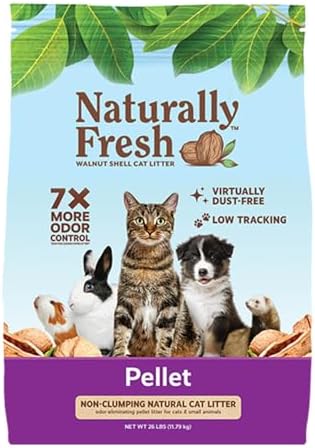 Naturally Fresh Cat Litter Made From Walnut Shells, Pellet Non-Clumping, Sustainable, and Upcycled, 26 Lbs