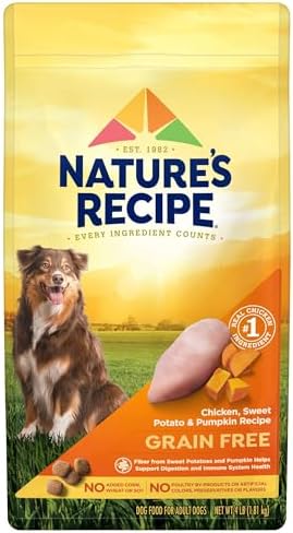 Nature′s Recipe Grain Free Chicken, Sweet Potato & Pumpkin Recipe Dry Dog Food, 4 lb. Bag