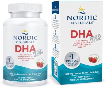 Nordic Naturals DHA Xtra, Strawberry - 60 Soft Gels - 1660 mg Omega-3 - High-Intensity DHA Formula for Brain & Nervous System Support - Non-GMO - 30 Servings